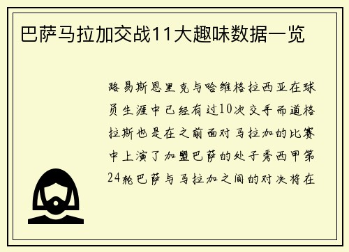巴萨马拉加交战11大趣味数据一览